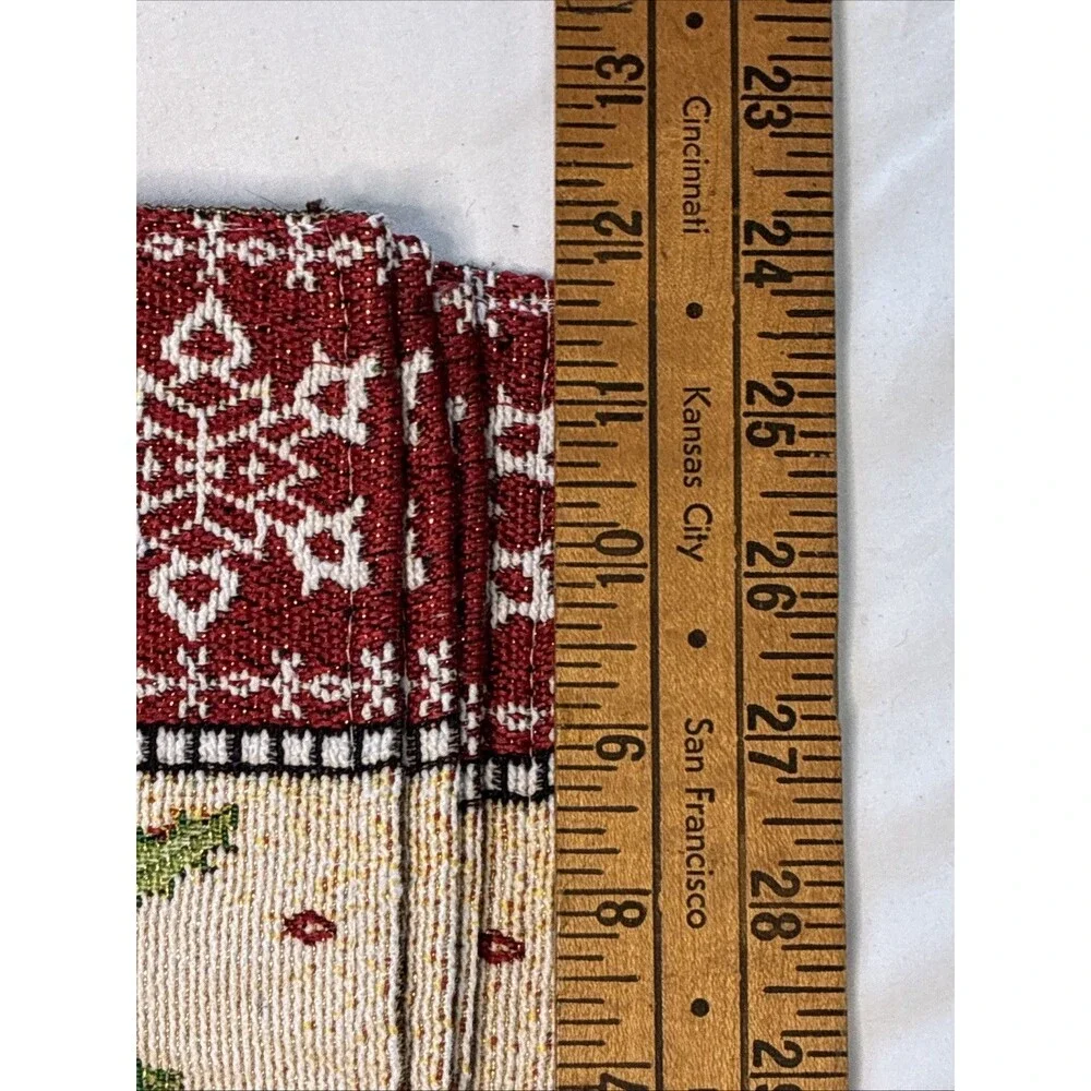 Christmas Winter Bird Tapestry Placemats Set/4 Holiday Snow Holly Gold Metallic